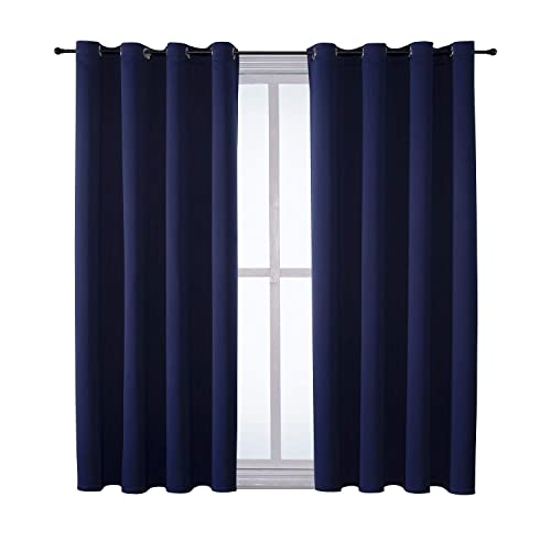 ChrisDowa Grommet Blackout Curtains for Bedroom and Living Room - 2 Panels Set Thermal Insulated Room Darkening Curtains (Dark Grey, 42 x 63 Inch)