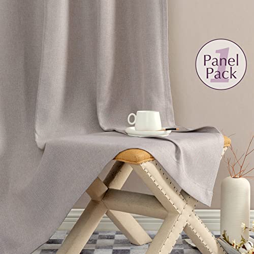 jinchan 70% Blackout Linen Textured Curtain for Living Room Darkening 84 Inch Long Bedroom Curtain Thermal Insulated Curtain Greyish Beige Curtain Grommet Top Window Curtain 1 Panel