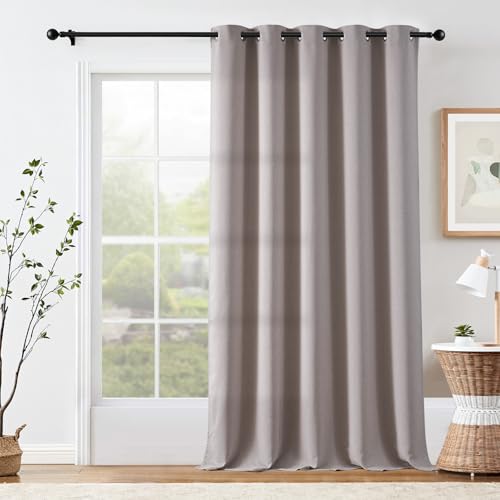 jinchan 70% Blackout Linen Textured Curtain for Living Room Darkening 84 Inch Long Bedroom Curtain Thermal Insulated Curtain Greyish Beige Curtain Grommet Top Window Curtain 1 Panel