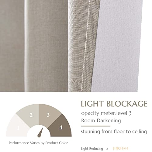 jinchan 70% Blackout Linen Textured Curtain for Living Room Darkening 84 Inch Long Bedroom Curtain Thermal Insulated Curtain Greyish Beige Curtain Grommet Top Window Curtain 1 Panel