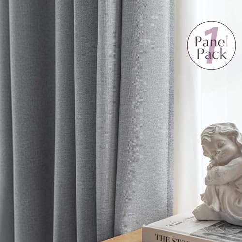 jinchan 70% Blackout Linen Textured Curtain for Living Room Darkening 84 Inch Long Bedroom Curtain Thermal Insulated Curtain Greyish Beige Curtain Grommet Top Window Curtain 1 Panel