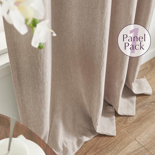 jinchan 70% Blackout Linen Textured Curtain for Living Room Darkening 84 Inch Long Bedroom Curtain Thermal Insulated Curtain Greyish Beige Curtain Grommet Top Window Curtain 1 Panel