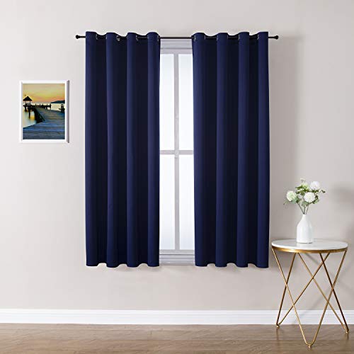 ChrisDowa Grommet Blackout Curtains for Bedroom and Living Room - 2 Panels Set Thermal Insulated Room Darkening Curtains (Dark Grey, 42 x 63 Inch)