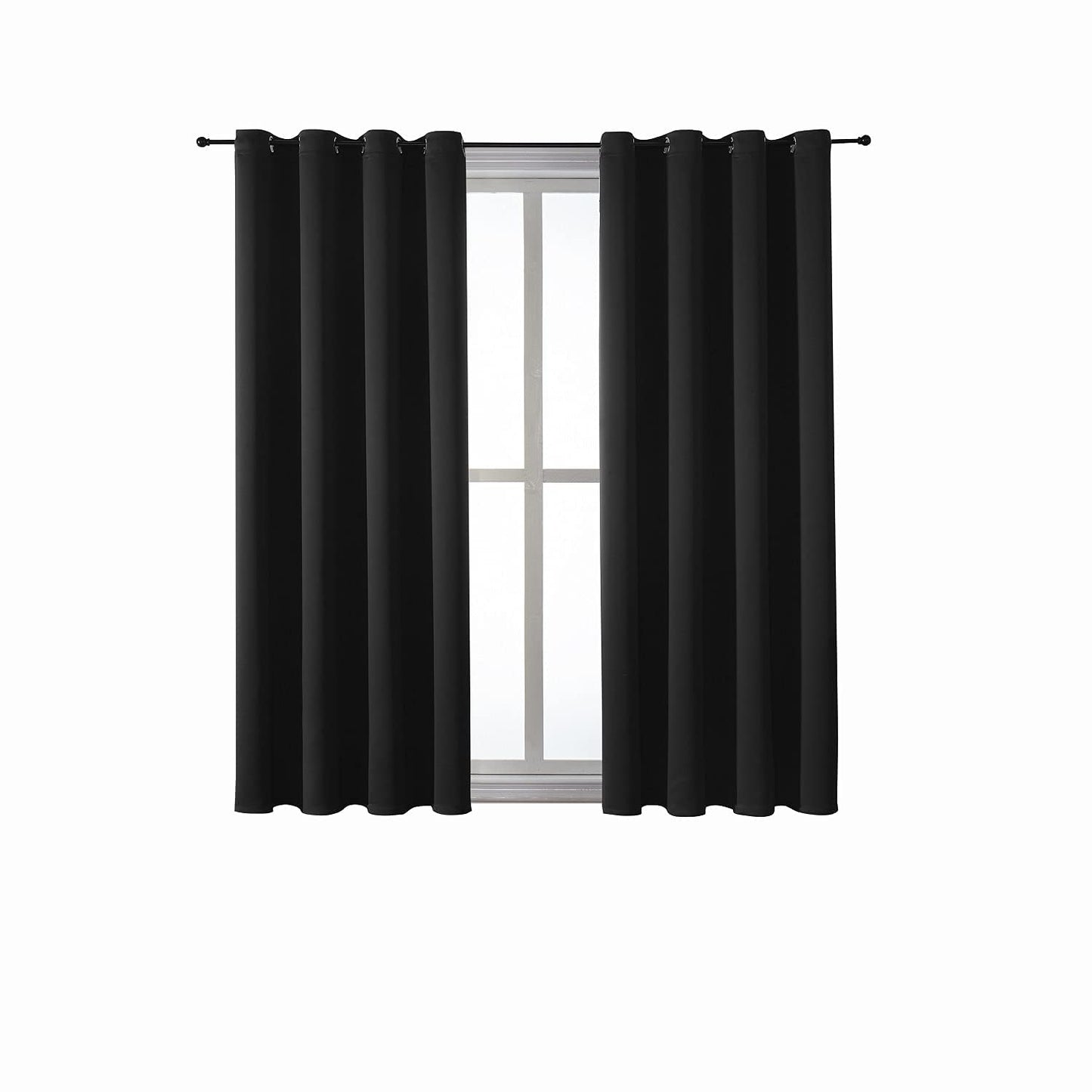 ChrisDowa Grommet Blackout Curtains for Bedroom and Living Room - 2 Panels Set Thermal Insulated Room Darkening Curtains (Dark Grey, 42 x 63 Inch)