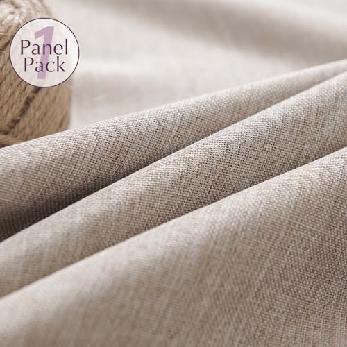 jinchan 70% Blackout Linen Textured Curtain for Living Room Darkening 84 Inch Long Bedroom Curtain Thermal Insulated Curtain Greyish Beige Curtain Grommet Top Window Curtain 1 Panel