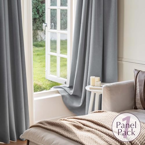 jinchan 70% Blackout Linen Textured Curtain for Living Room Darkening 84 Inch Long Bedroom Curtain Thermal Insulated Curtain Greyish Beige Curtain Grommet Top Window Curtain 1 Panel