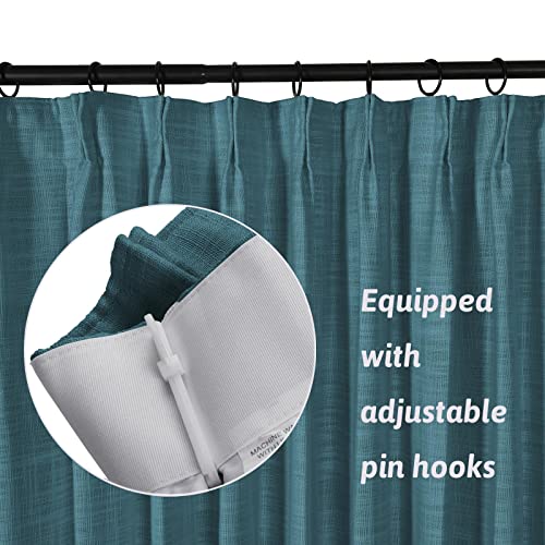 Drapifytex Pinch Pleat Polyester Faux Linen Curtain, 100 Inches Wide by 102 Inches Long, Beige Texture Curtains for Living Room and Bedroom (1 Panel)