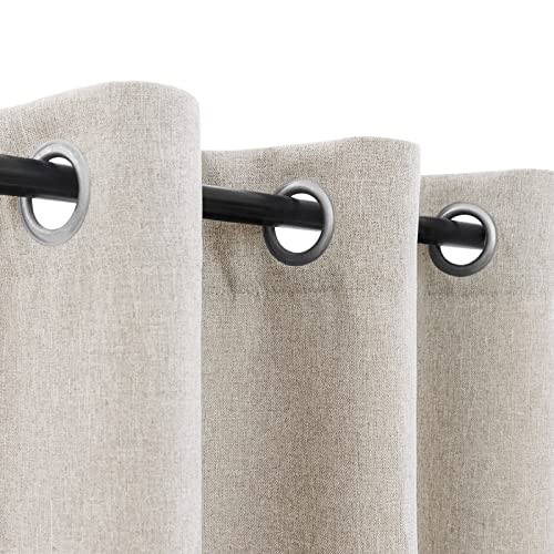 jinchan 70% Blackout Linen Textured Curtain for Living Room Darkening 84 Inch Long Bedroom Curtain Thermal Insulated Curtain Greyish Beige Curtain Grommet Top Window Curtain 1 Panel