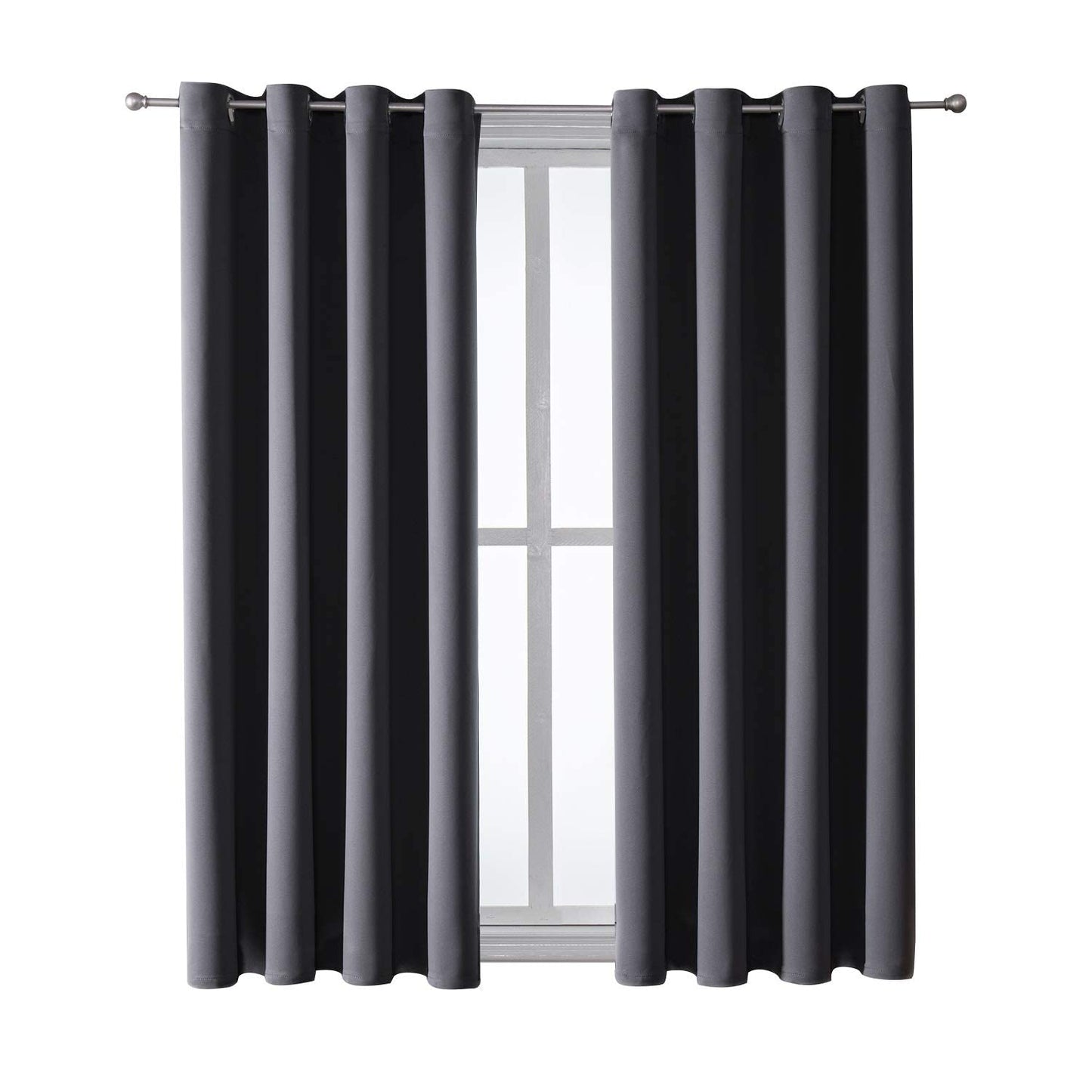 ChrisDowa Grommet Blackout Curtains for Bedroom and Living Room - 2 Panels Set Thermal Insulated Room Darkening Curtains (Dark Grey, 42 x 63 Inch)