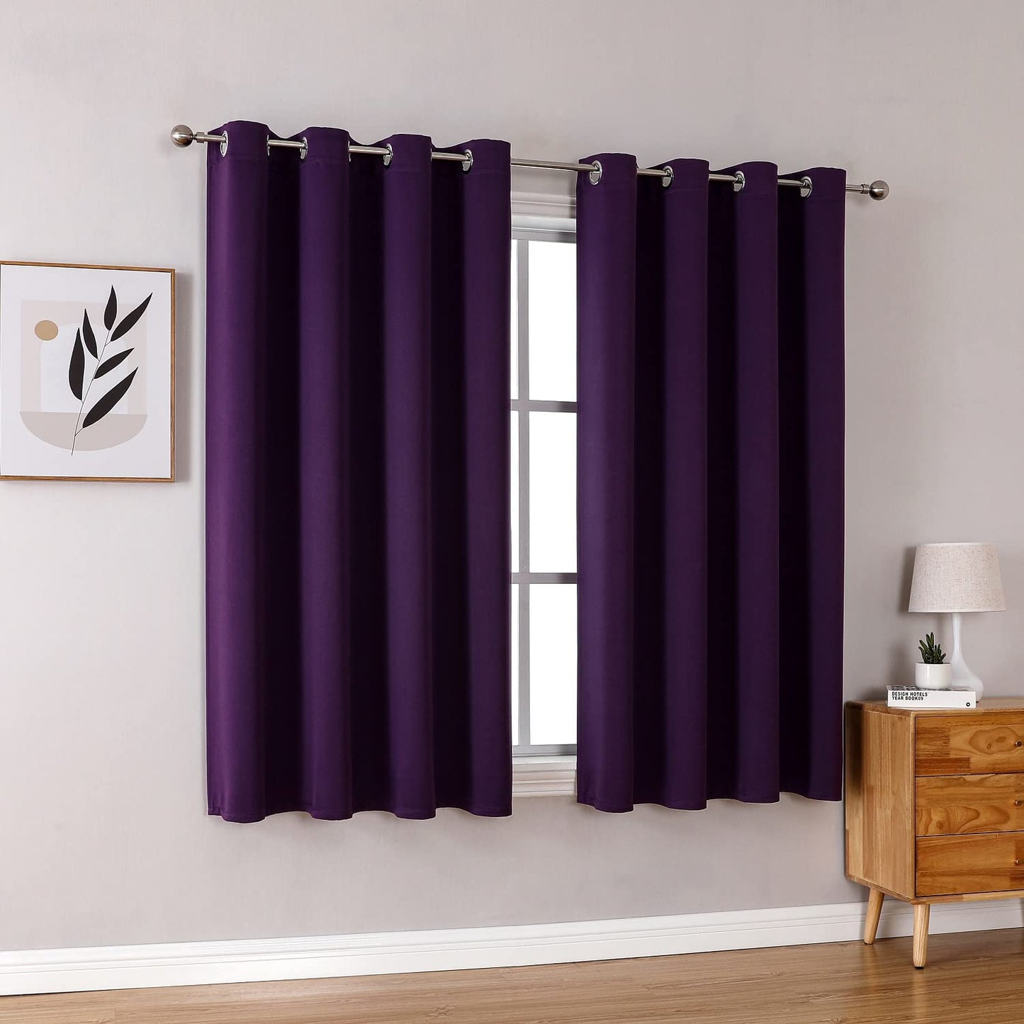 ChrisDowa Grommet Blackout Curtains for Bedroom and Living Room - 2 Panels Set Thermal Insulated Room Darkening Curtains (Dark Grey, 42 x 63 Inch)