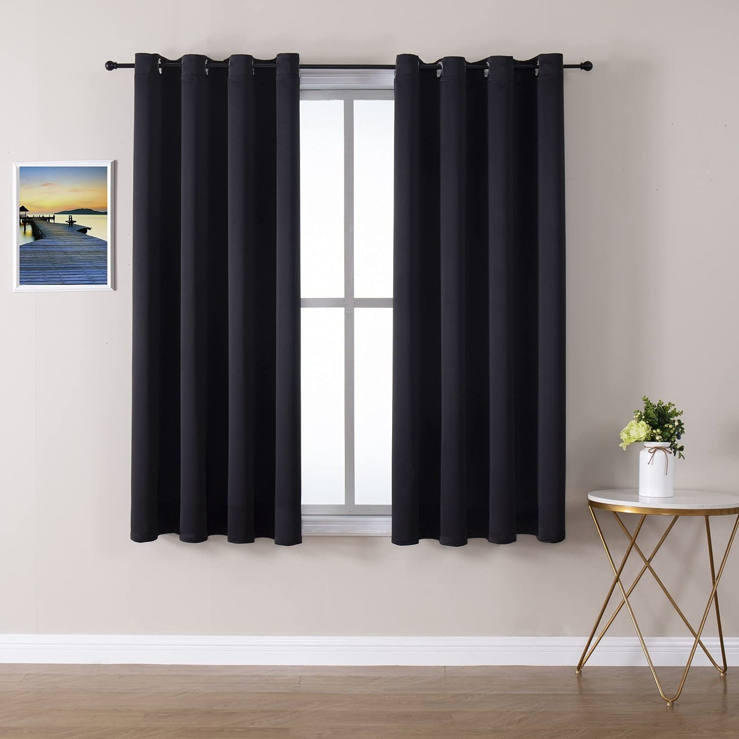 ChrisDowa Grommet Blackout Curtains for Bedroom and Living Room - 2 Panels Set Thermal Insulated Room Darkening Curtains (Dark Grey, 42 x 63 Inch)