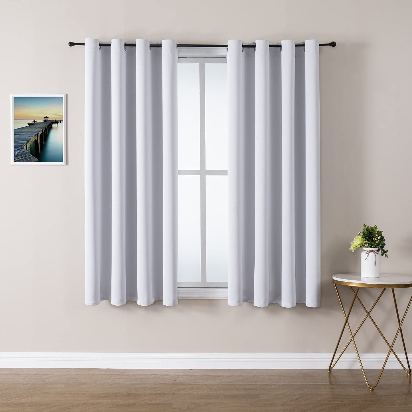 ChrisDowa Grommet Blackout Curtains for Bedroom and Living Room - 2 Panels Set Thermal Insulated Room Darkening Curtains (Dark Grey, 42 x 63 Inch)