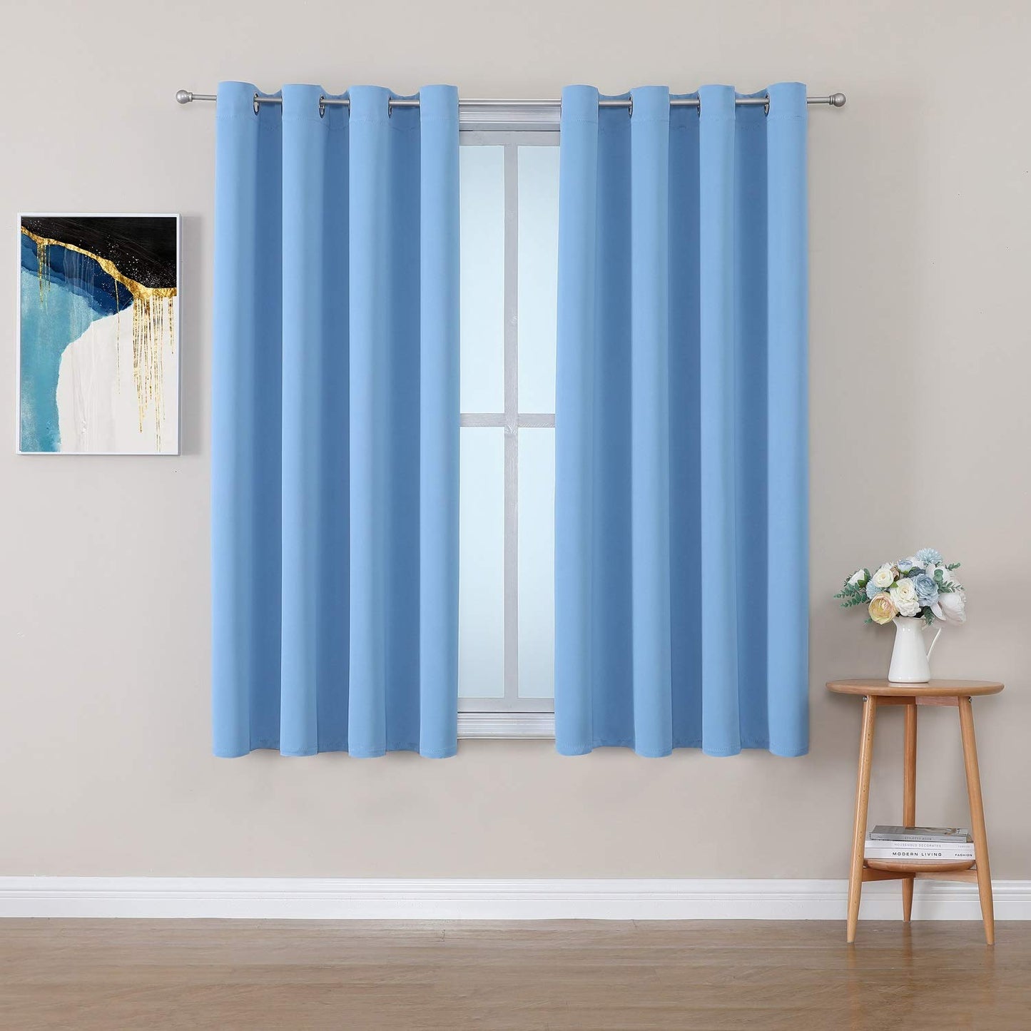ChrisDowa Grommet Blackout Curtains for Bedroom and Living Room - 2 Panels Set Thermal Insulated Room Darkening Curtains (Dark Grey, 42 x 63 Inch)