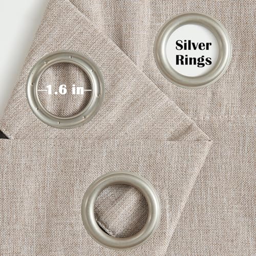 jinchan 70% Blackout Linen Textured Curtain for Living Room Darkening 84 Inch Long Bedroom Curtain Thermal Insulated Curtain Greyish Beige Curtain Grommet Top Window Curtain 1 Panel