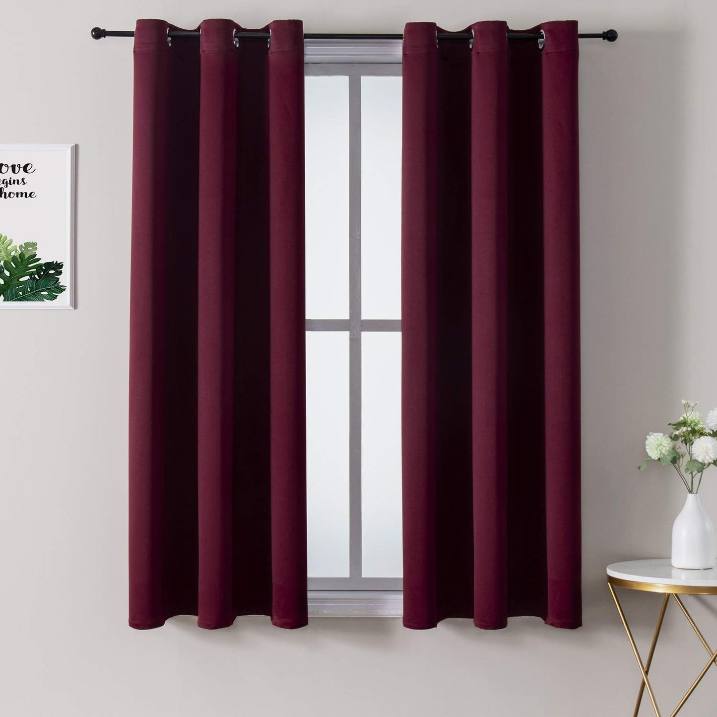 ChrisDowa Grommet Blackout Curtains for Bedroom and Living Room - 2 Panels Set Thermal Insulated Room Darkening Curtains (Dark Grey, 42 x 63 Inch)