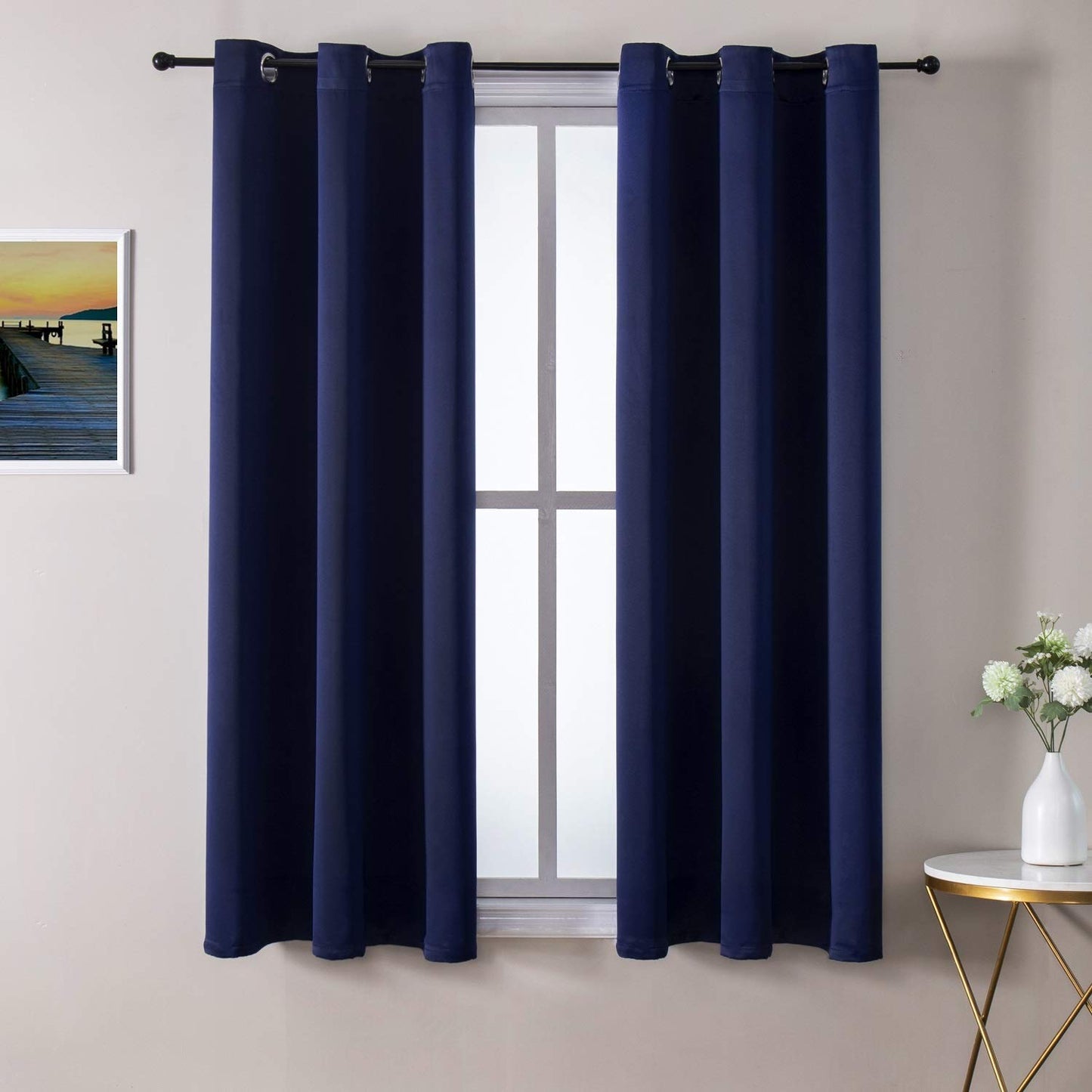 ChrisDowa Grommet Blackout Curtains for Bedroom and Living Room - 2 Panels Set Thermal Insulated Room Darkening Curtains (Dark Grey, 42 x 63 Inch)