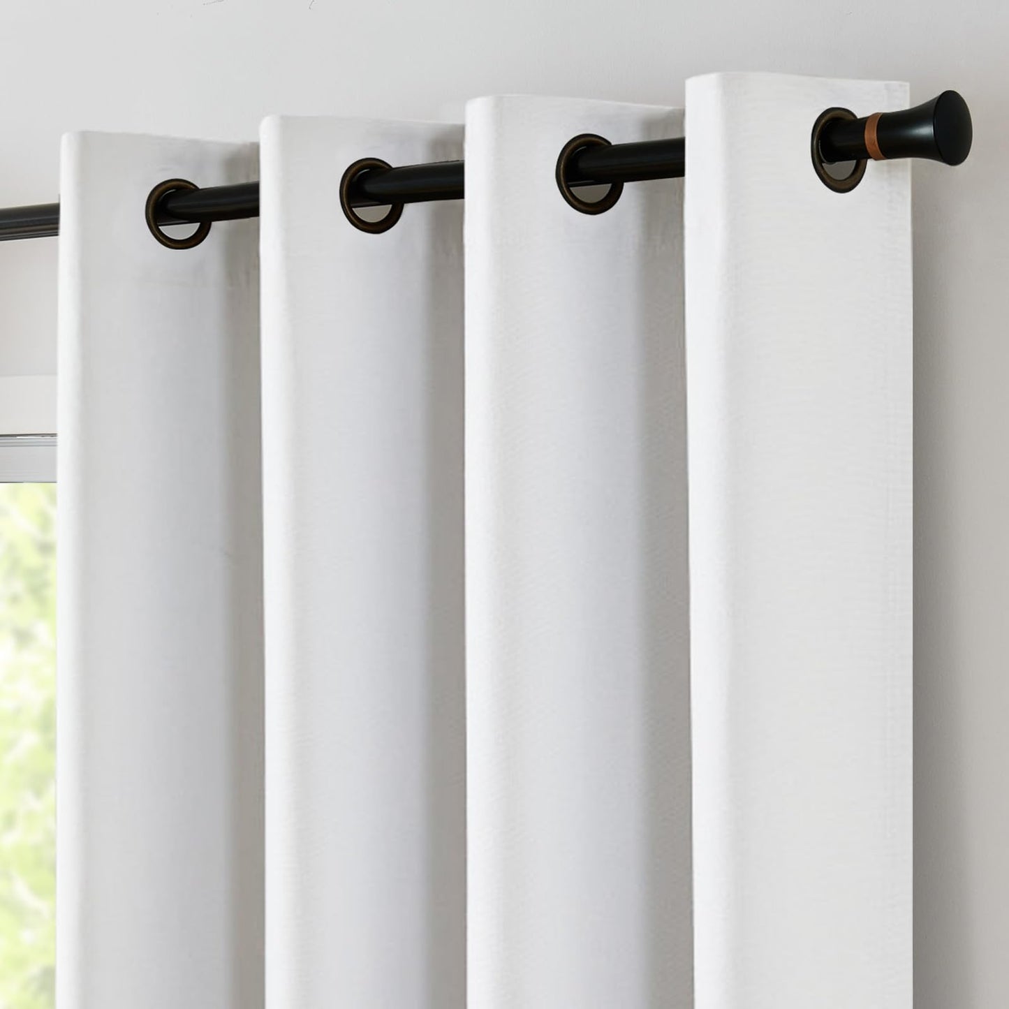 jinchan 70% Blackout Linen Textured Curtain for Living Room Darkening 84 Inch Long Bedroom Curtain Thermal Insulated Curtain Greyish Beige Curtain Grommet Top Window Curtain 1 Panel