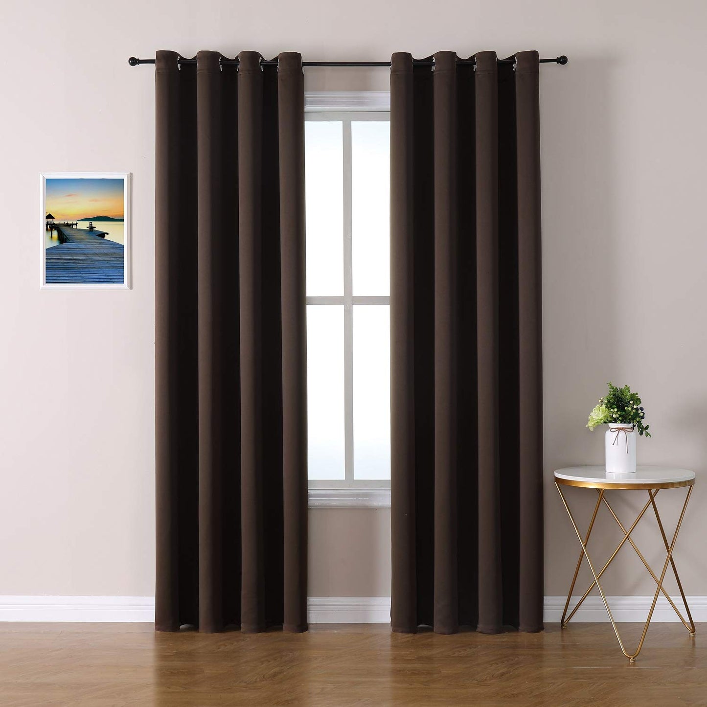 ChrisDowa Grommet Blackout Curtains for Bedroom and Living Room - 2 Panels Set Thermal Insulated Room Darkening Curtains (Dark Grey, 42 x 63 Inch)