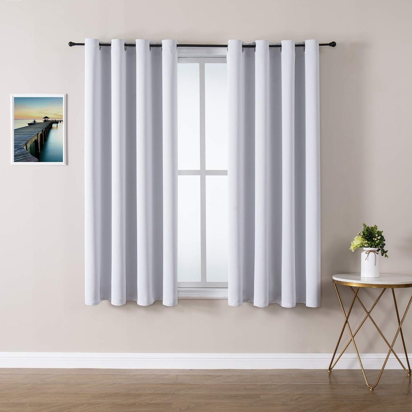 ChrisDowa Grommet Blackout Curtains for Bedroom and Living Room - 2 Panels Set Thermal Insulated Room Darkening Curtains (Dark Grey, 42 x 63 Inch)