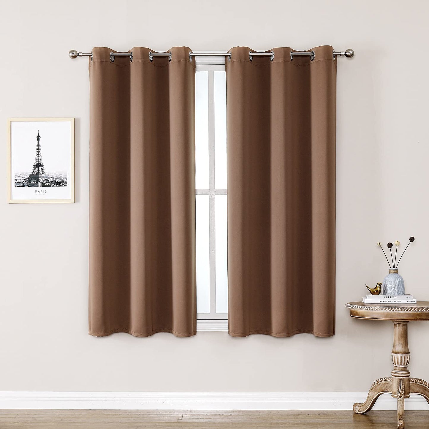 ChrisDowa Grommet Blackout Curtains for Bedroom and Living Room - 2 Panels Set Thermal Insulated Room Darkening Curtains (Dark Grey, 42 x 63 Inch)