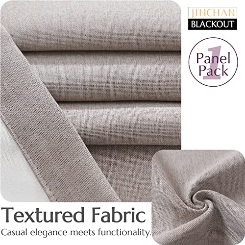 jinchan 70% Blackout Linen Textured Curtain for Living Room Darkening 84 Inch Long Bedroom Curtain Thermal Insulated Curtain Greyish Beige Curtain Grommet Top Window Curtain 1 Panel
