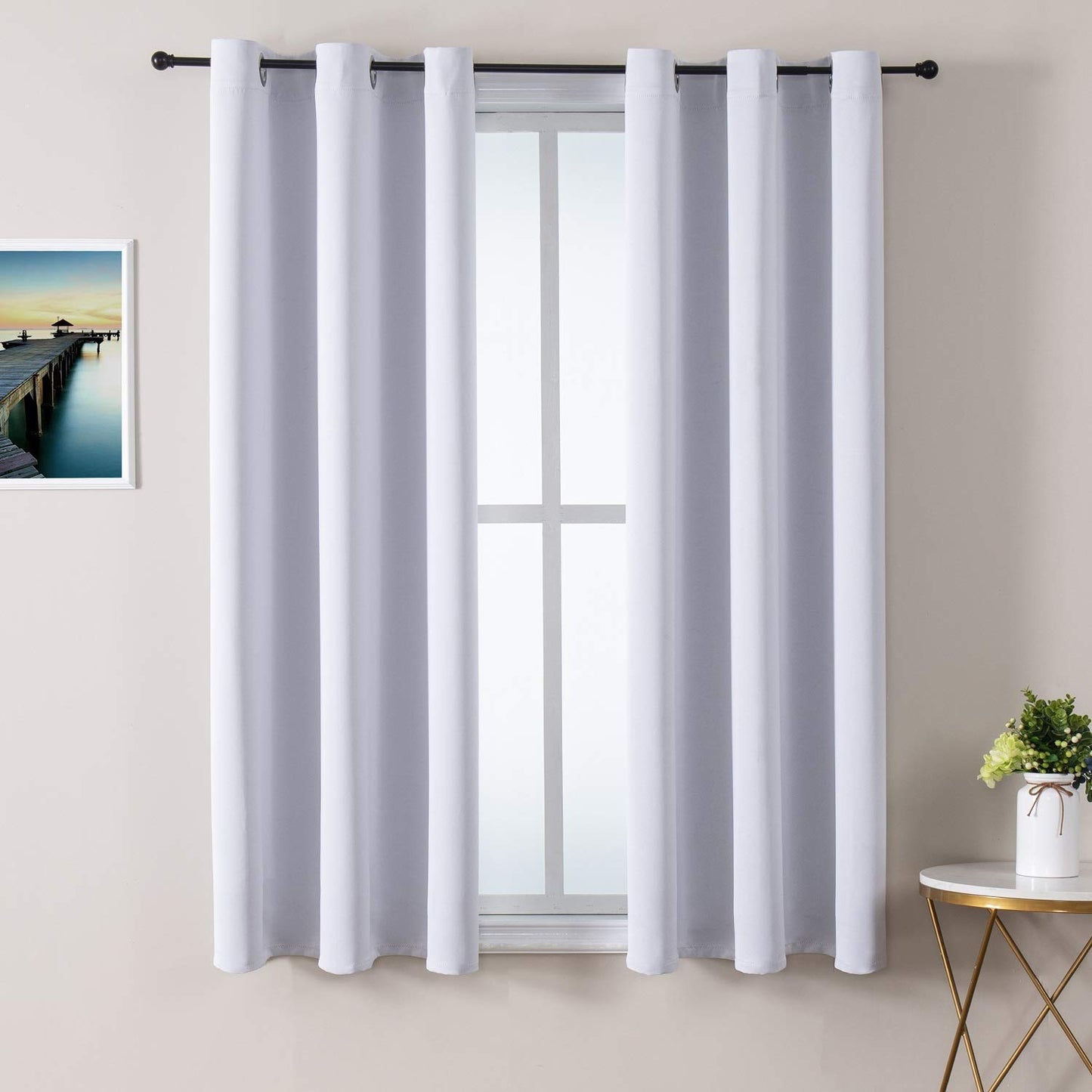 ChrisDowa Grommet Blackout Curtains for Bedroom and Living Room - 2 Panels Set Thermal Insulated Room Darkening Curtains (Dark Grey, 42 x 63 Inch)