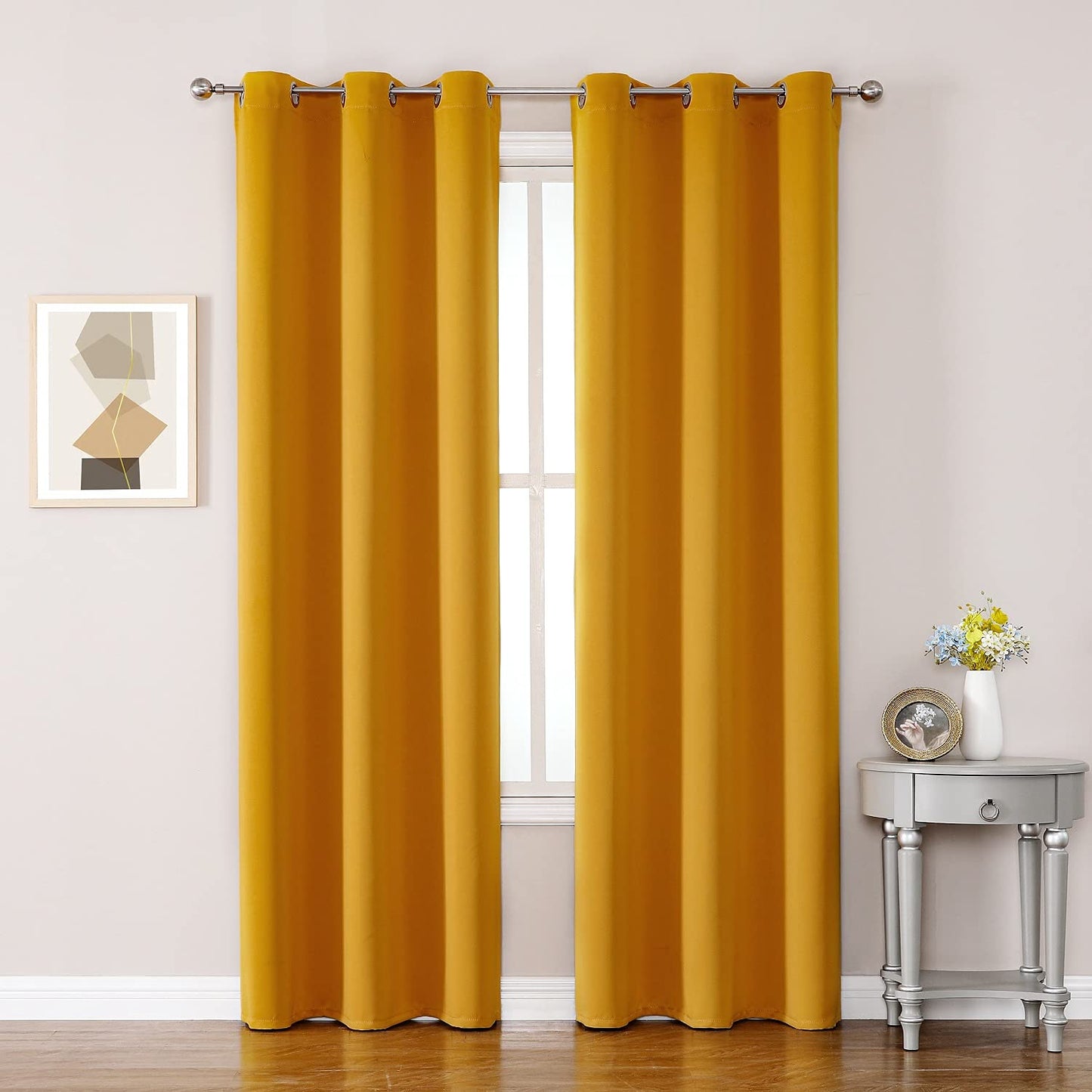 ChrisDowa Grommet Blackout Curtains for Bedroom and Living Room - 2 Panels Set Thermal Insulated Room Darkening Curtains (Dark Grey, 42 x 63 Inch)