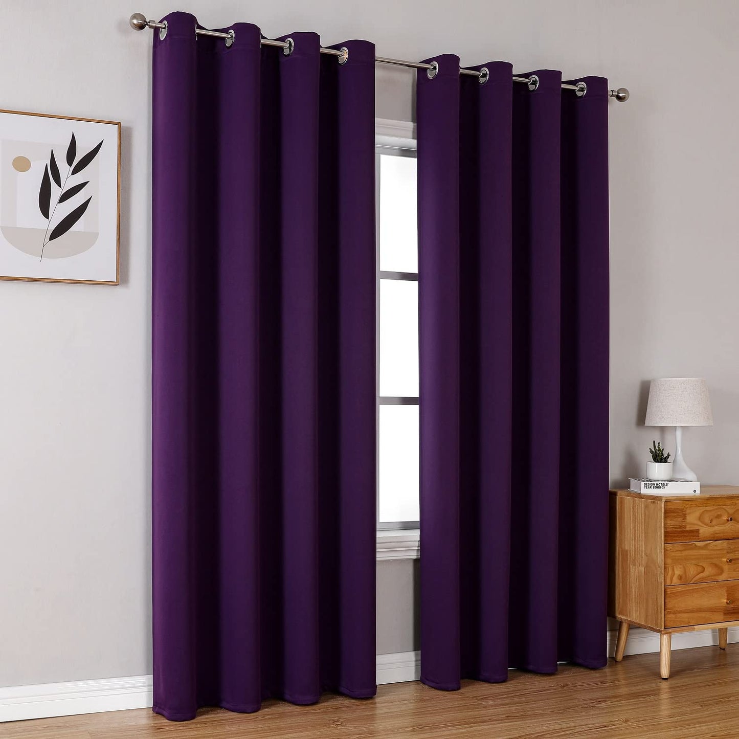 ChrisDowa Grommet Blackout Curtains for Bedroom and Living Room - 2 Panels Set Thermal Insulated Room Darkening Curtains (Dark Grey, 42 x 63 Inch)