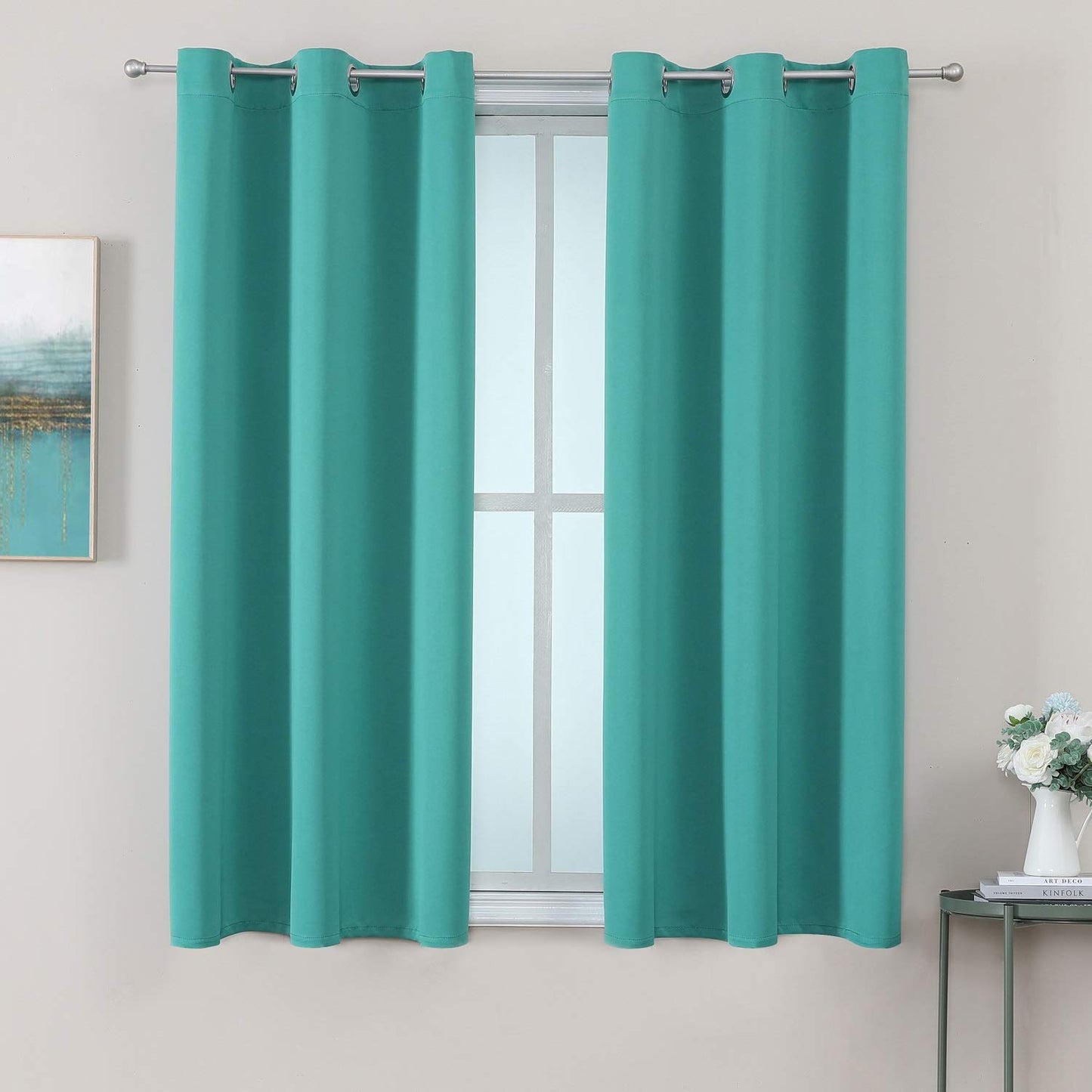ChrisDowa Grommet Blackout Curtains for Bedroom and Living Room - 2 Panels Set Thermal Insulated Room Darkening Curtains (Dark Grey, 42 x 63 Inch)