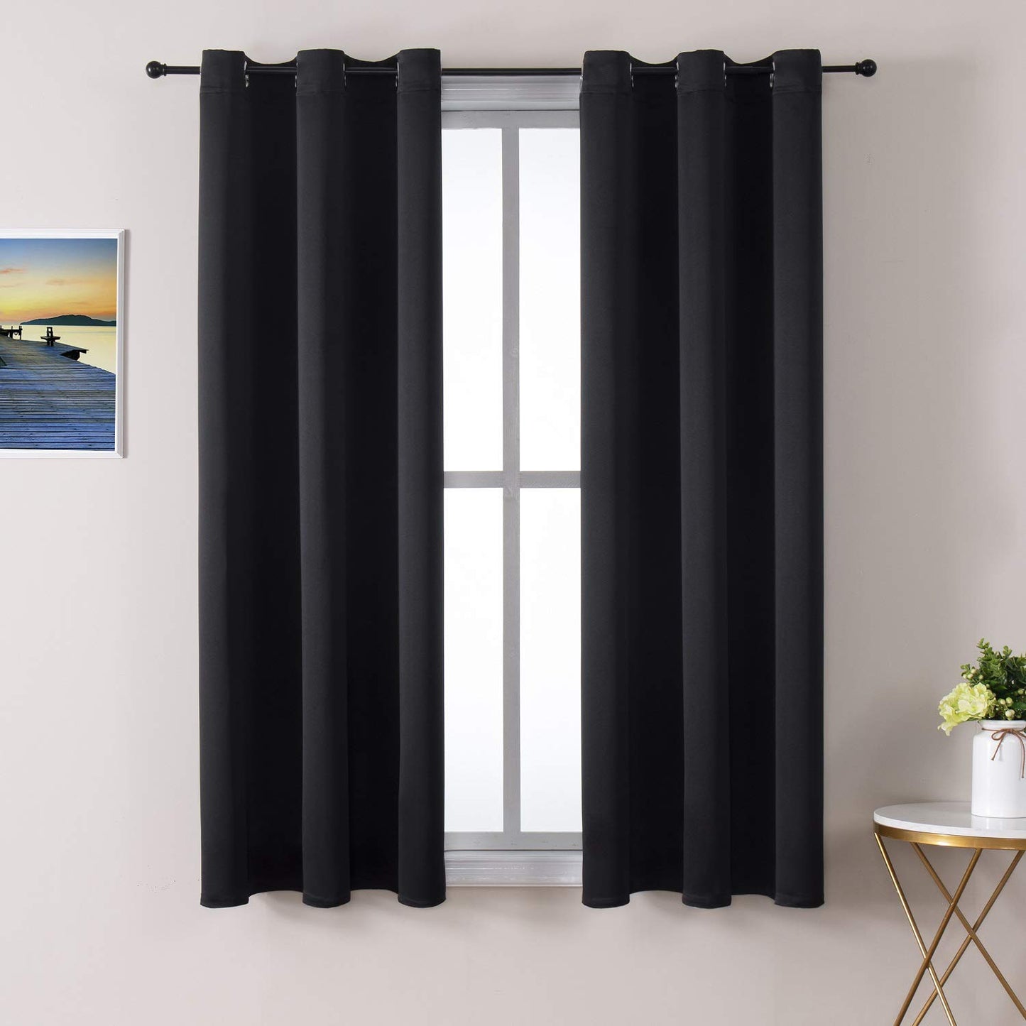 ChrisDowa Grommet Blackout Curtains for Bedroom and Living Room - 2 Panels Set Thermal Insulated Room Darkening Curtains (Dark Grey, 42 x 63 Inch)