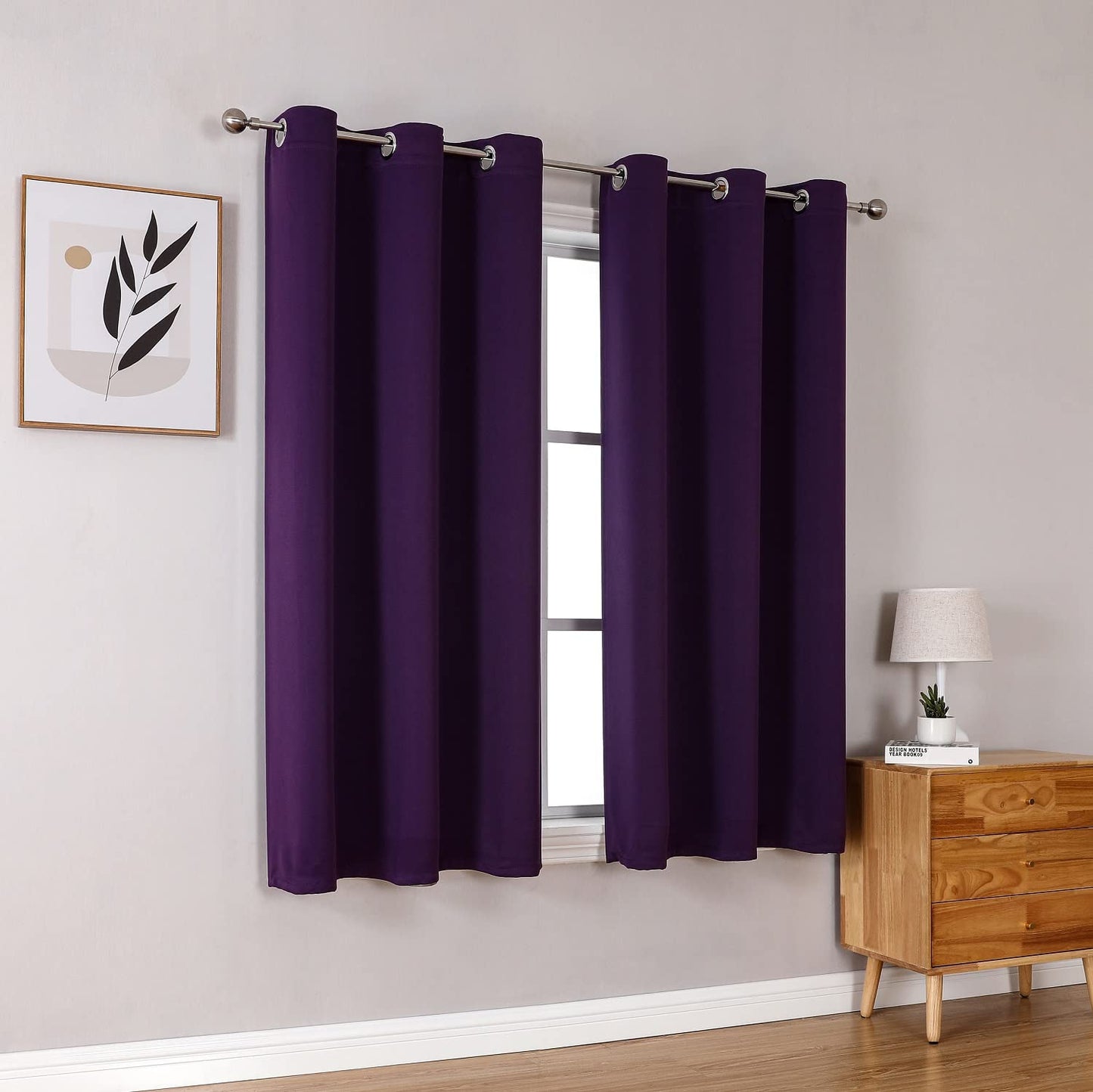 ChrisDowa Grommet Blackout Curtains for Bedroom and Living Room - 2 Panels Set Thermal Insulated Room Darkening Curtains (Dark Grey, 42 x 63 Inch)