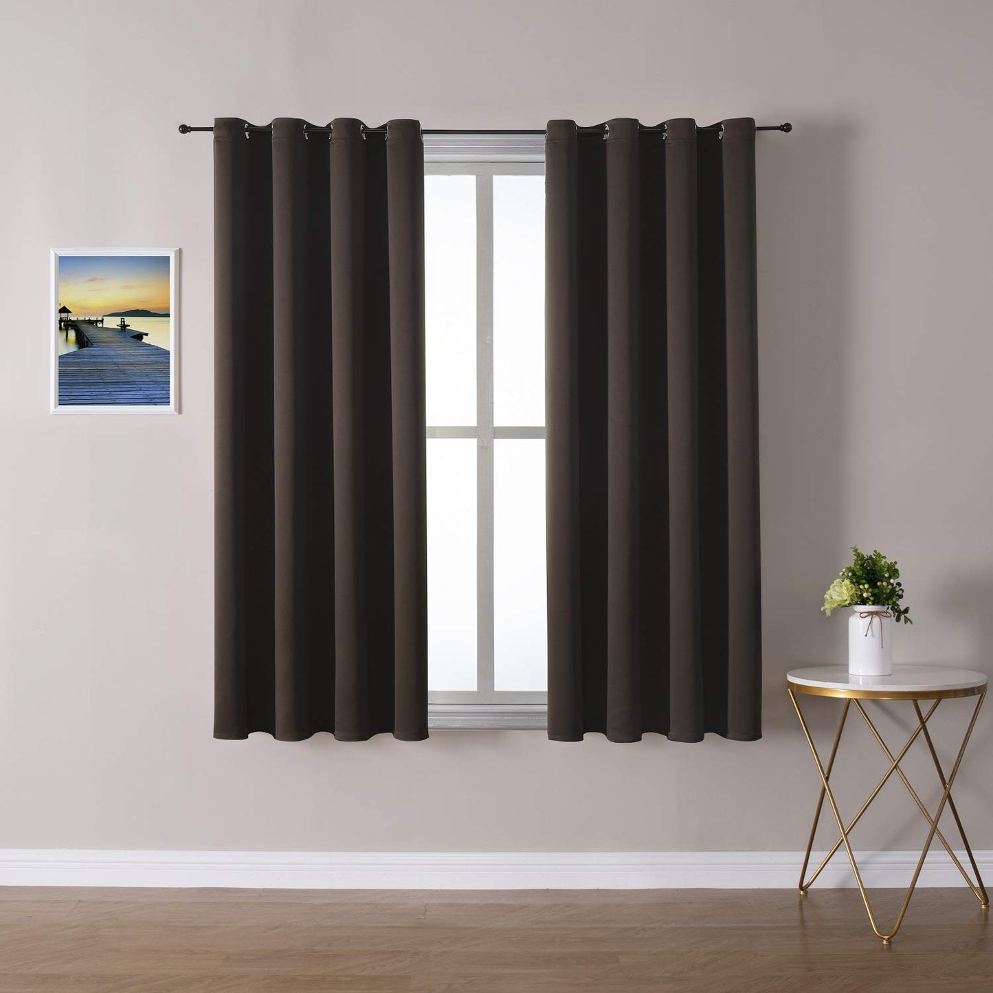 ChrisDowa Grommet Blackout Curtains for Bedroom and Living Room - 2 Panels Set Thermal Insulated Room Darkening Curtains (Dark Grey, 42 x 63 Inch)