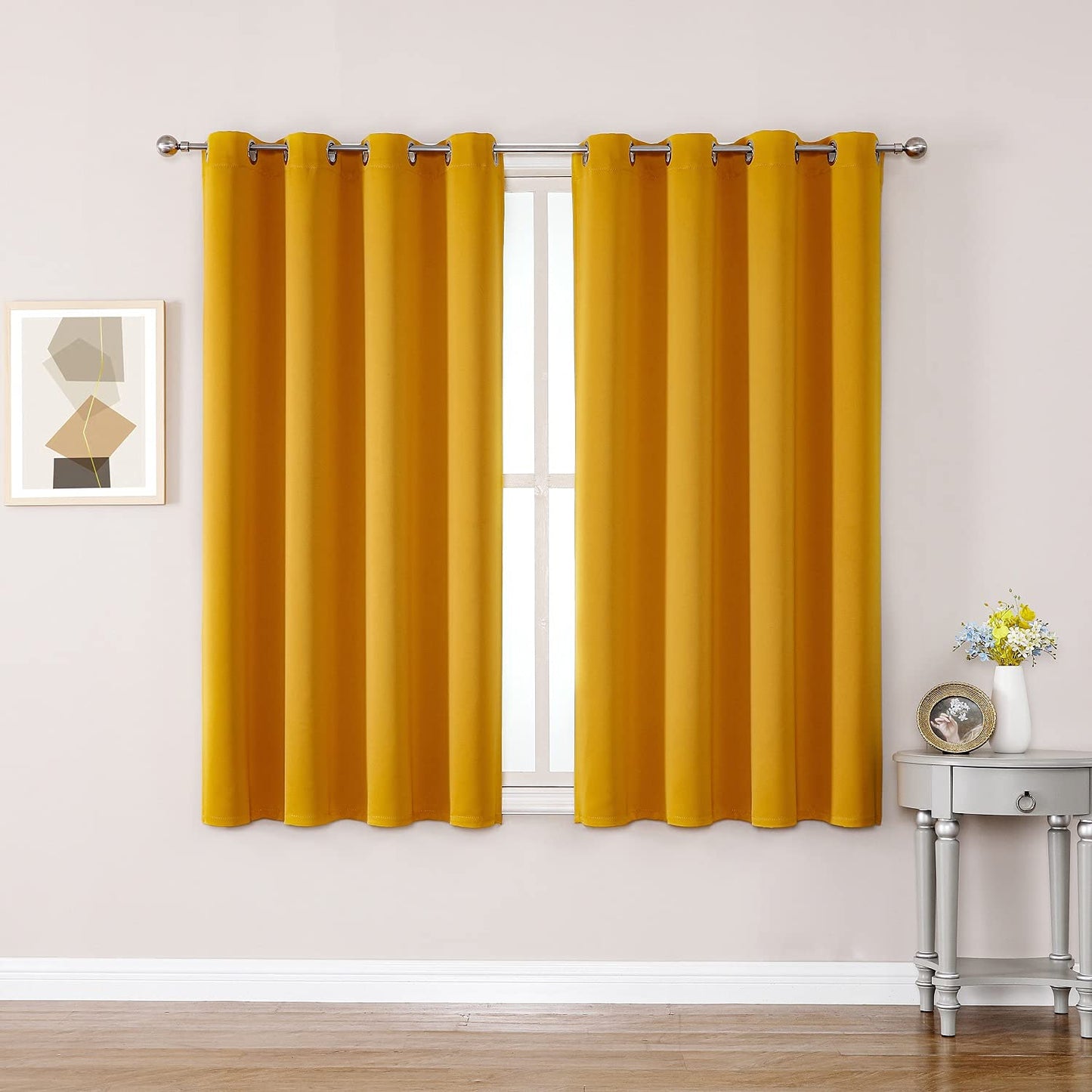 ChrisDowa Grommet Blackout Curtains for Bedroom and Living Room - 2 Panels Set Thermal Insulated Room Darkening Curtains (Dark Grey, 42 x 63 Inch)