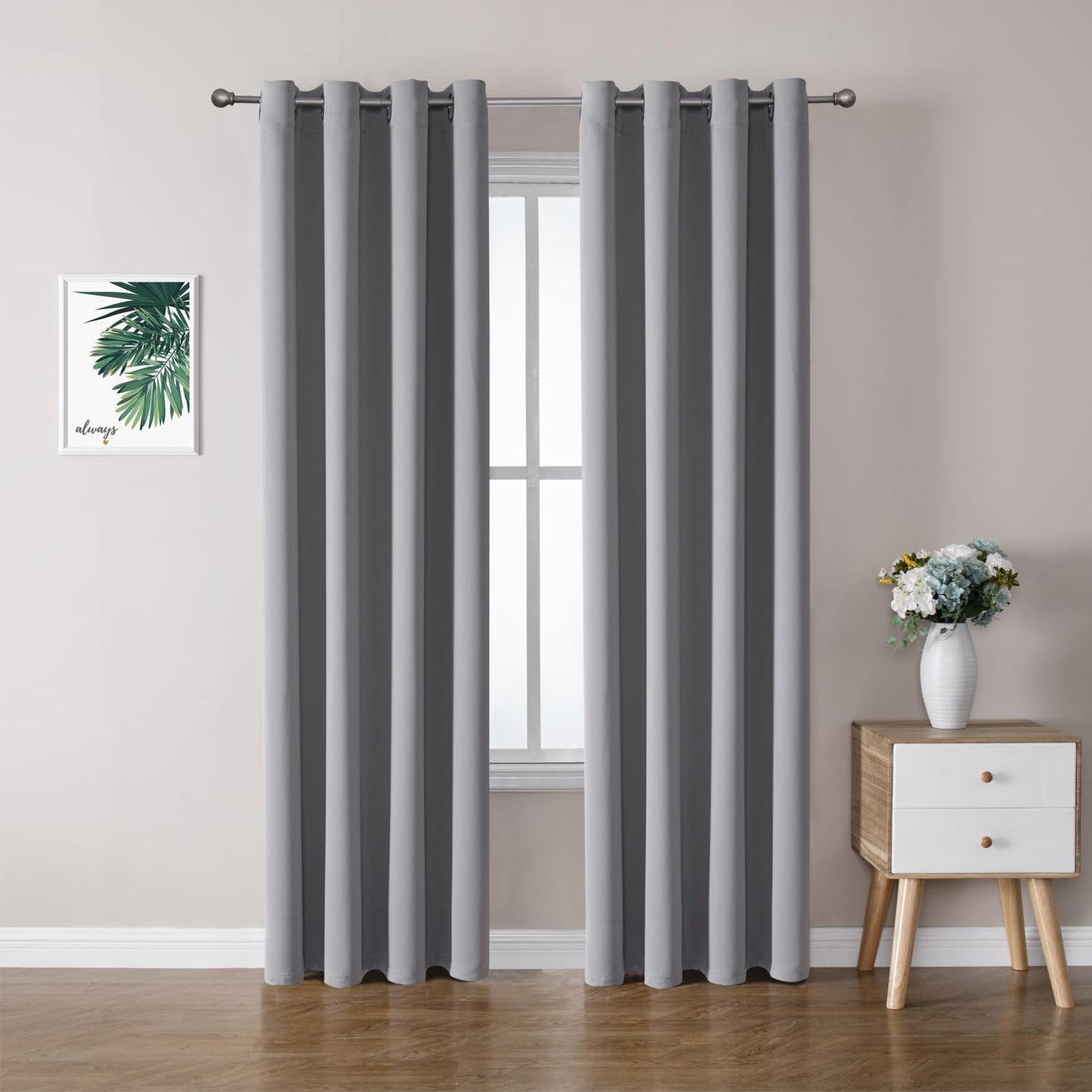 ChrisDowa Grommet Blackout Curtains for Bedroom and Living Room - 2 Panels Set Thermal Insulated Room Darkening Curtains (Dark Grey, 42 x 63 Inch)