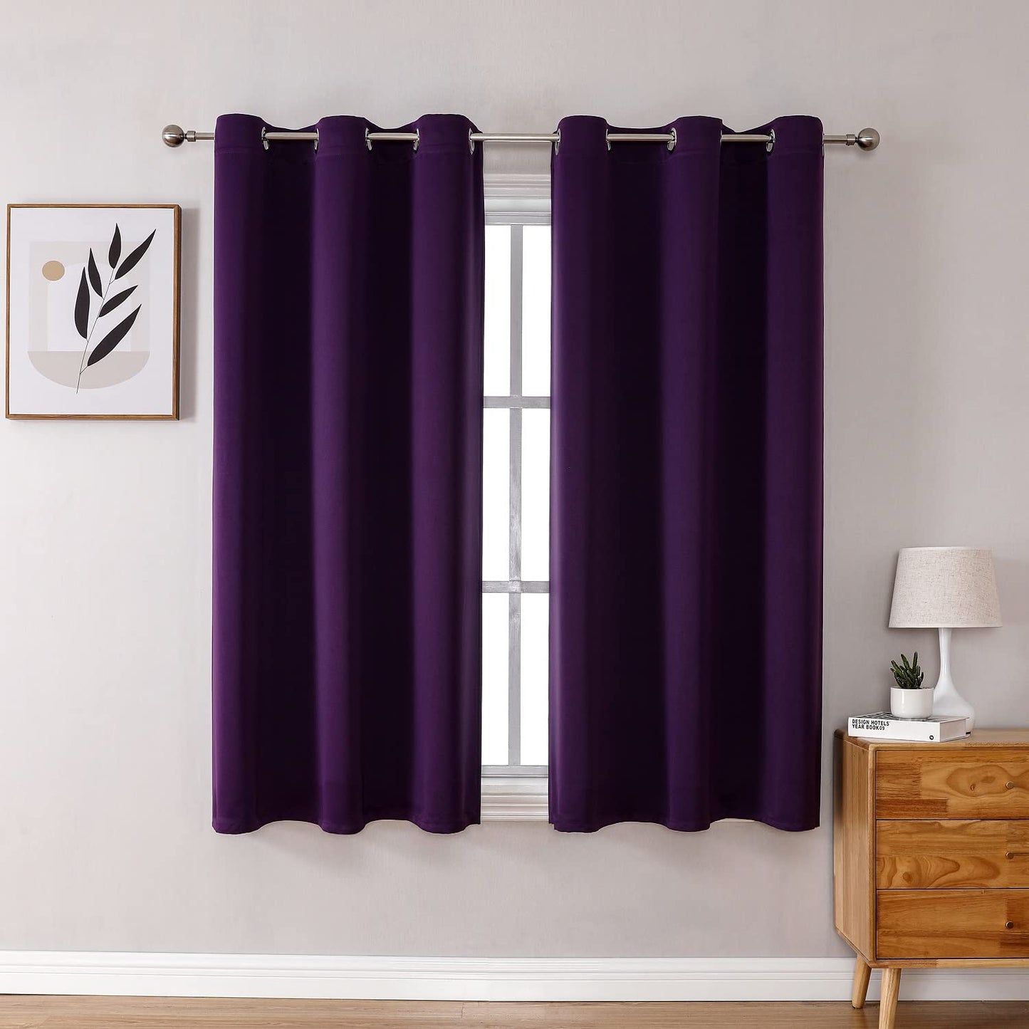 ChrisDowa Grommet Blackout Curtains for Bedroom and Living Room - 2 Panels Set Thermal Insulated Room Darkening Curtains (Dark Grey, 42 x 63 Inch)
