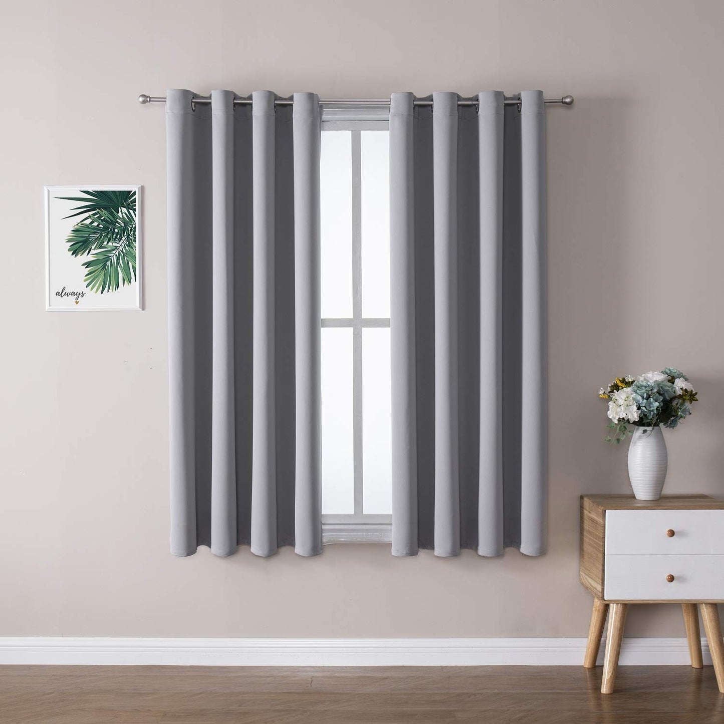ChrisDowa Grommet Blackout Curtains for Bedroom and Living Room - 2 Panels Set Thermal Insulated Room Darkening Curtains (Dark Grey, 42 x 63 Inch)
