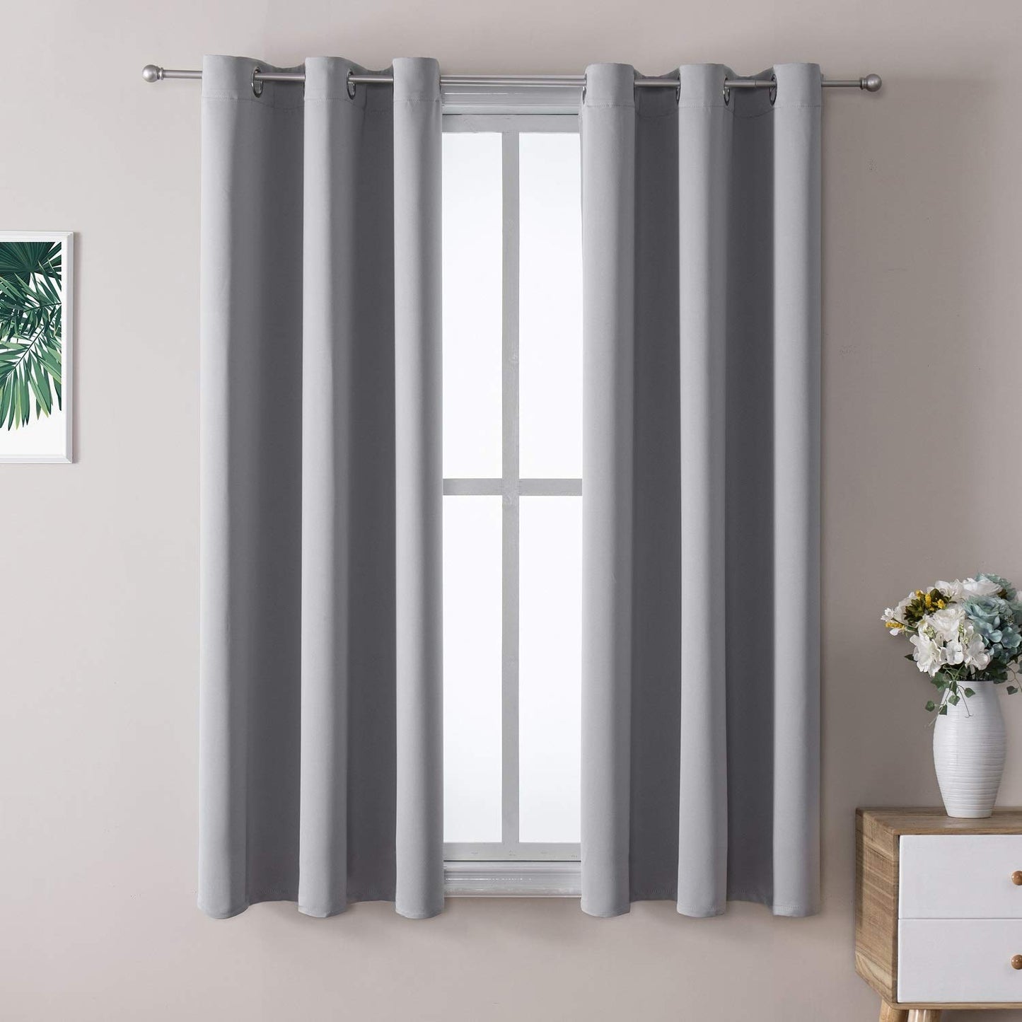 ChrisDowa Grommet Blackout Curtains for Bedroom and Living Room - 2 Panels Set Thermal Insulated Room Darkening Curtains (Dark Grey, 42 x 63 Inch)