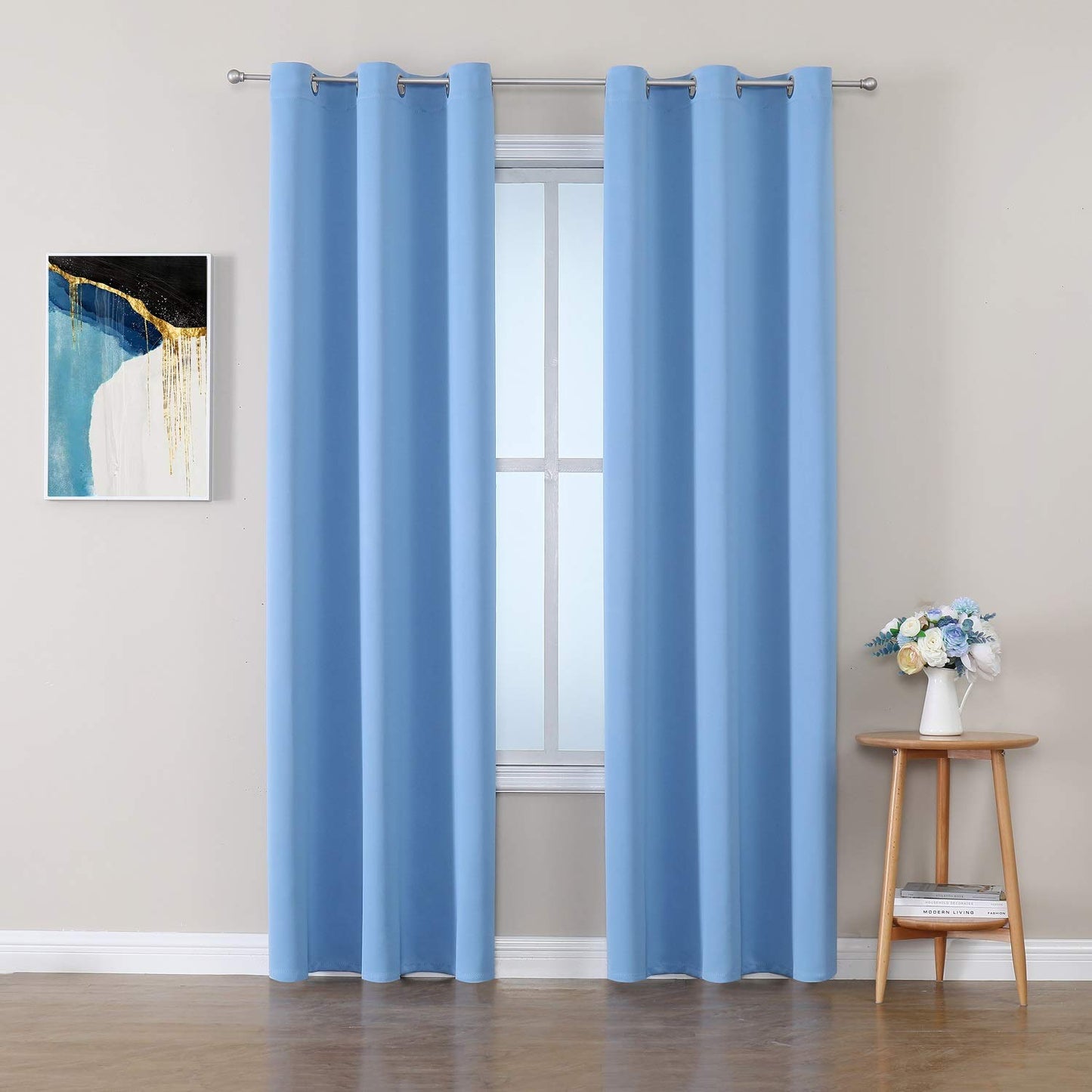 ChrisDowa Grommet Blackout Curtains for Bedroom and Living Room - 2 Panels Set Thermal Insulated Room Darkening Curtains (Dark Grey, 42 x 63 Inch)