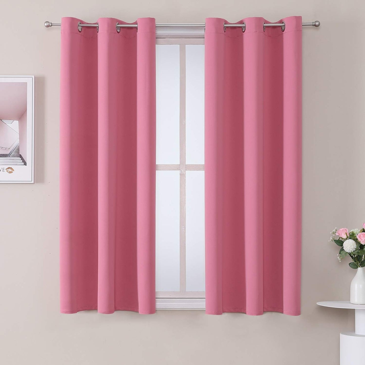 ChrisDowa Grommet Blackout Curtains for Bedroom and Living Room - 2 Panels Set Thermal Insulated Room Darkening Curtains (Dark Grey, 42 x 63 Inch)
