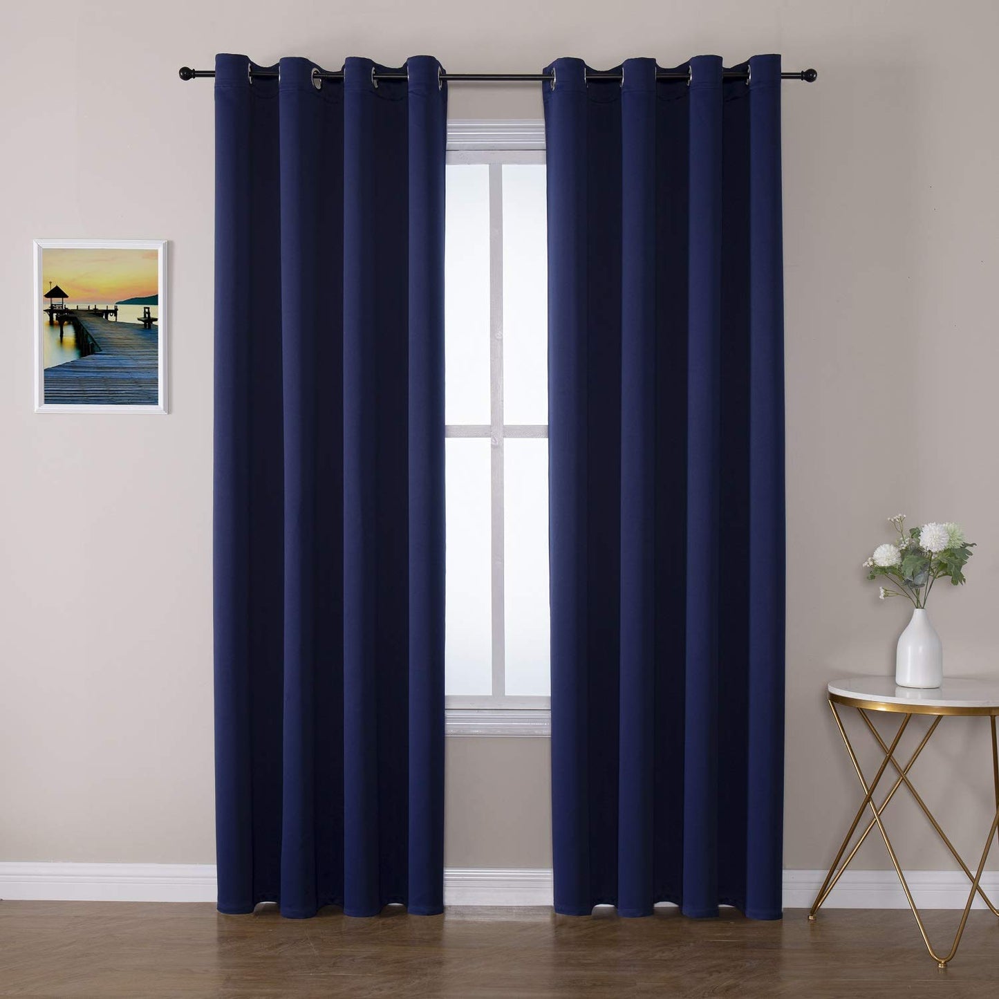 ChrisDowa Grommet Blackout Curtains for Bedroom and Living Room - 2 Panels Set Thermal Insulated Room Darkening Curtains (Dark Grey, 42 x 63 Inch)
