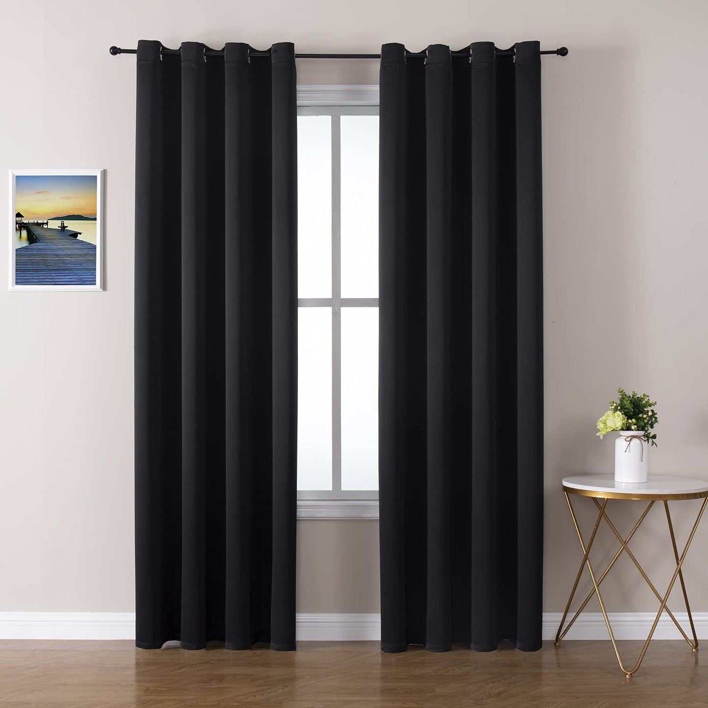 ChrisDowa Grommet Blackout Curtains for Bedroom and Living Room - 2 Panels Set Thermal Insulated Room Darkening Curtains (Dark Grey, 42 x 63 Inch)