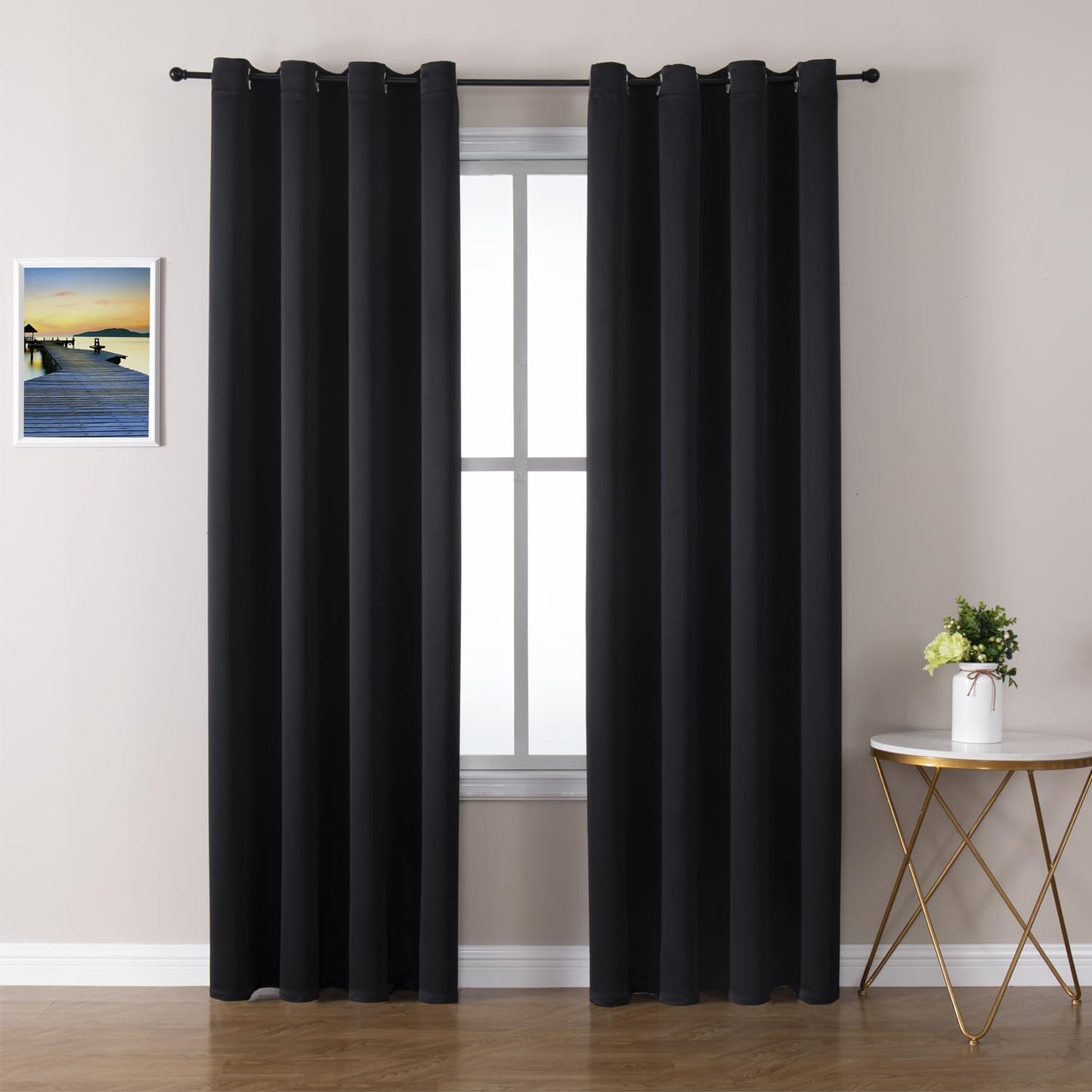 ChrisDowa Grommet Blackout Curtains for Bedroom and Living Room - 2 Panels Set Thermal Insulated Room Darkening Curtains (Dark Grey, 42 x 63 Inch)