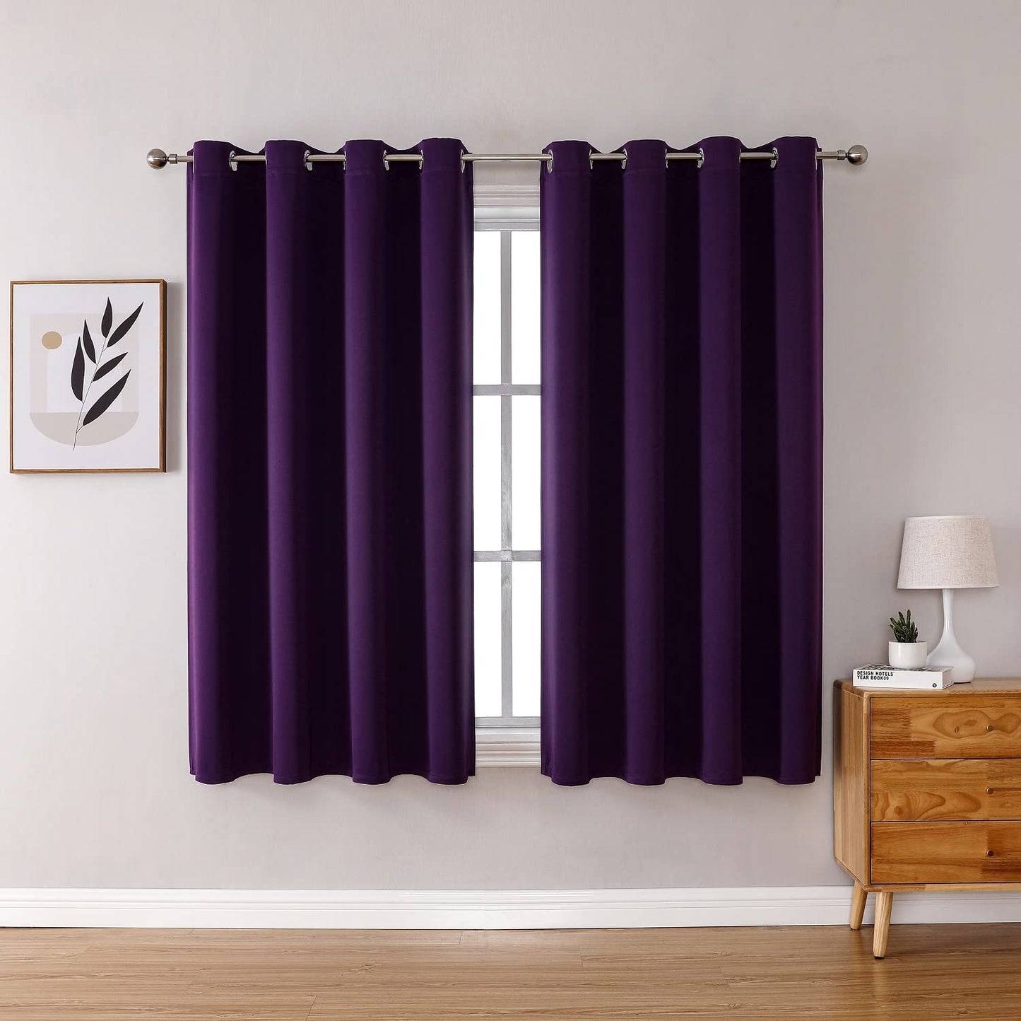 ChrisDowa Grommet Blackout Curtains for Bedroom and Living Room - 2 Panels Set Thermal Insulated Room Darkening Curtains (Dark Grey, 42 x 63 Inch)