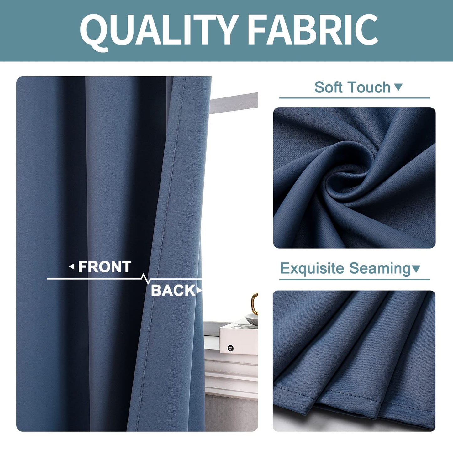 ChrisDowa Grommet Blackout Curtains for Bedroom and Living Room - 2 Panels Set Thermal Insulated Room Darkening Curtains (Dark Grey, 42 x 63 Inch)