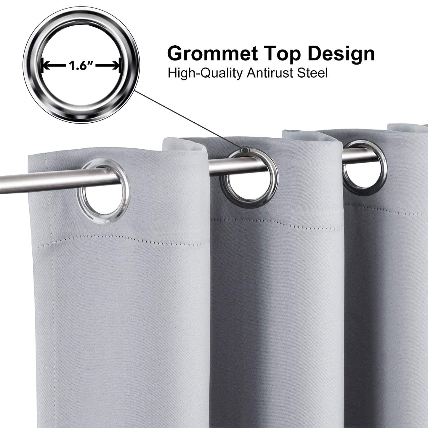 ChrisDowa Grommet Blackout Curtains for Bedroom and Living Room - 2 Panels Set Thermal Insulated Room Darkening Curtains (Dark Grey, 42 x 63 Inch)