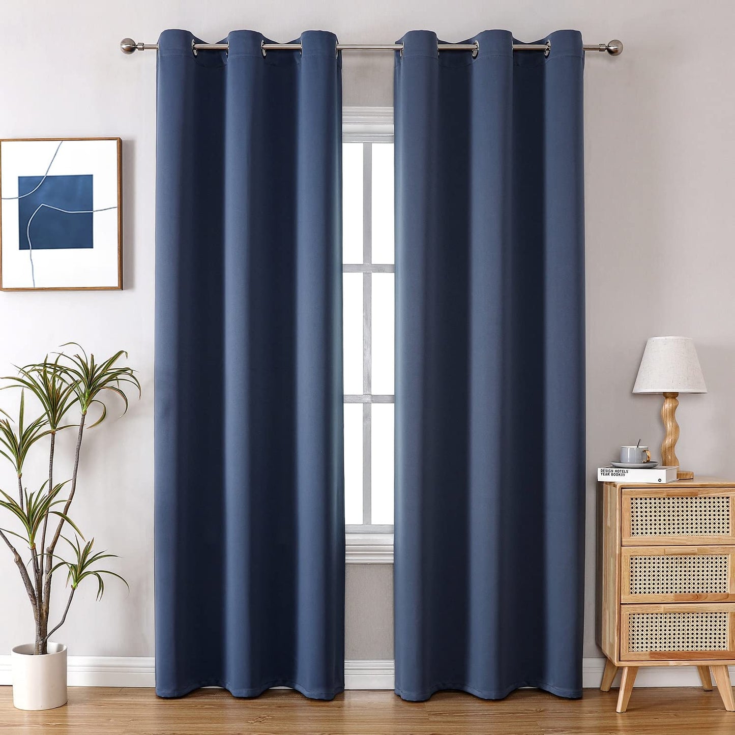 ChrisDowa Grommet Blackout Curtains for Bedroom and Living Room - 2 Panels Set Thermal Insulated Room Darkening Curtains (Dark Grey, 42 x 63 Inch)
