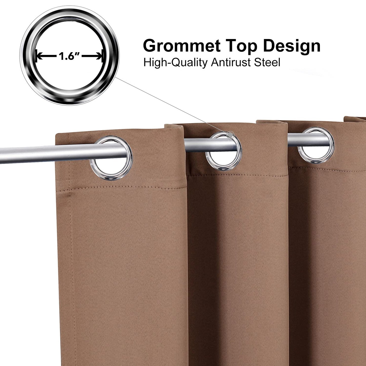 ChrisDowa Grommet Blackout Curtains for Bedroom and Living Room - 2 Panels Set Thermal Insulated Room Darkening Curtains (Dark Grey, 42 x 63 Inch)