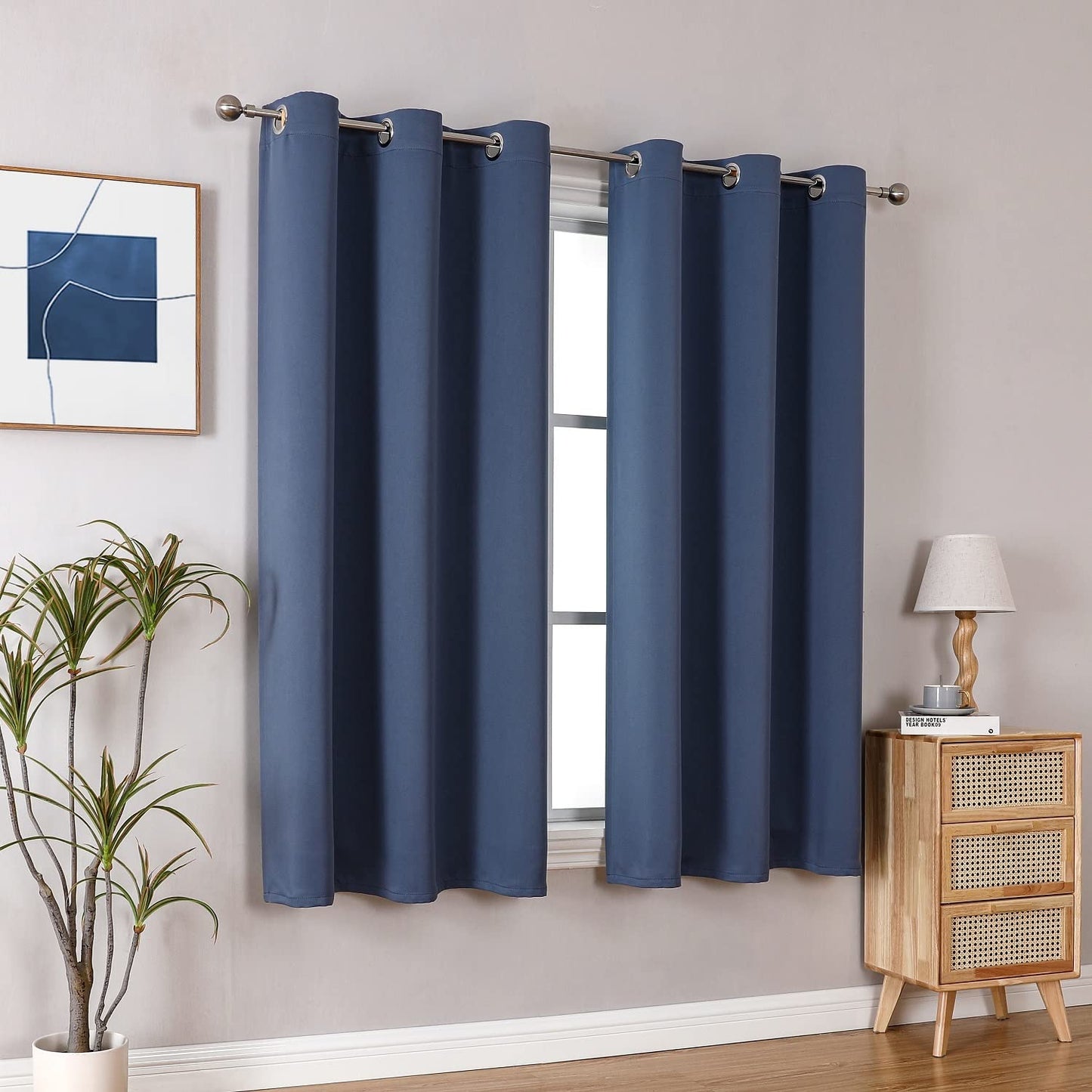 ChrisDowa Grommet Blackout Curtains for Bedroom and Living Room - 2 Panels Set Thermal Insulated Room Darkening Curtains (Dark Grey, 42 x 63 Inch)