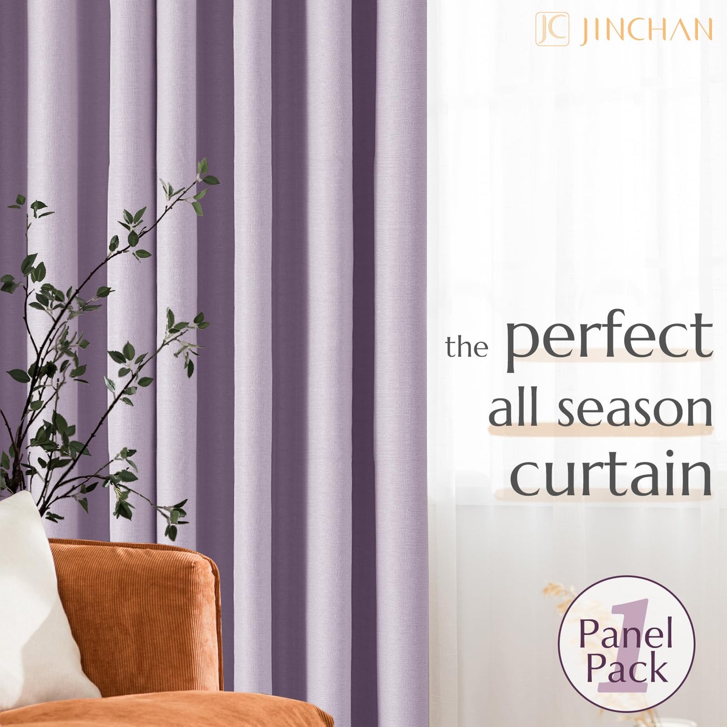 jinchan 70% Blackout Linen Textured Curtain for Living Room Darkening 84 Inch Long Bedroom Curtain Thermal Insulated Curtain Greyish Beige Curtain Grommet Top Window Curtain 1 Panel