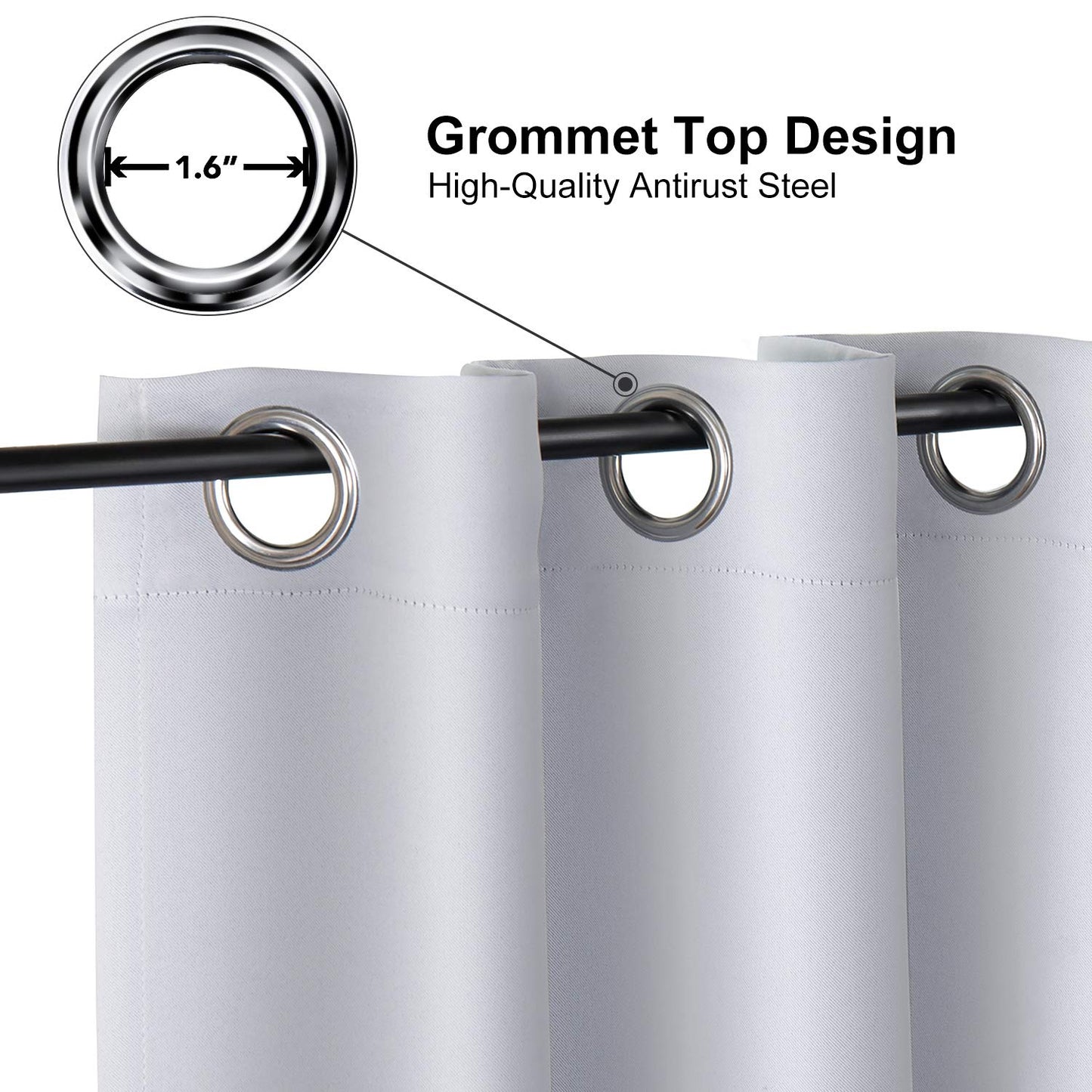 ChrisDowa Grommet Blackout Curtains for Bedroom and Living Room - 2 Panels Set Thermal Insulated Room Darkening Curtains (Dark Grey, 42 x 63 Inch)